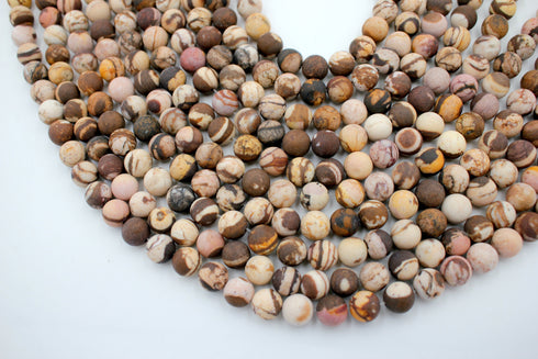 Matte Brown Zebra Jasper Gemstone Beads, 8mm, Round